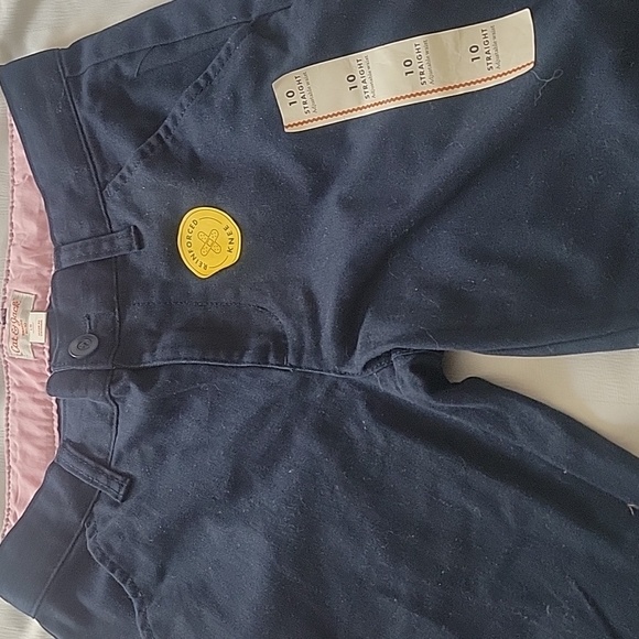 Cat & Jack Girl Navy Straight Reinforced Knee Adjustable Waist Pants Size 10 NWT - Picture 2 of 8